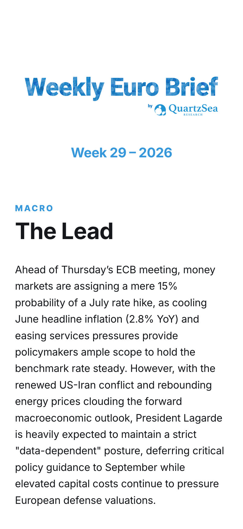 Weekly Euro Brief